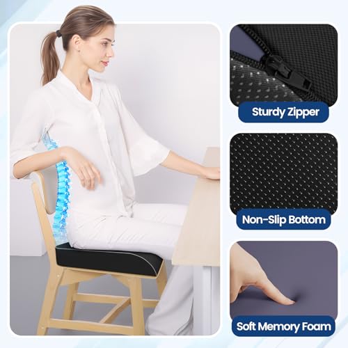Memory Foam Seat Cushion for Tailbone Pain Relief - Large Ergonomic Chair Pad