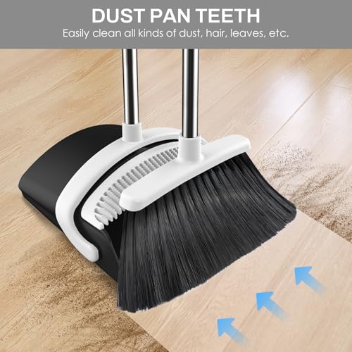 Long Handle Broom and Dustpan Set with Comb Teeth - 51" Upright Sweeping Combo