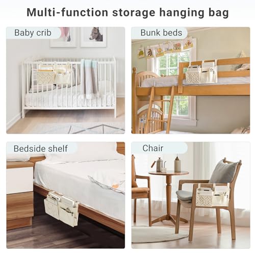 Macrame Bedside Caddy - 7-Pocket Hanging Storage Organizer for Bunk Beds