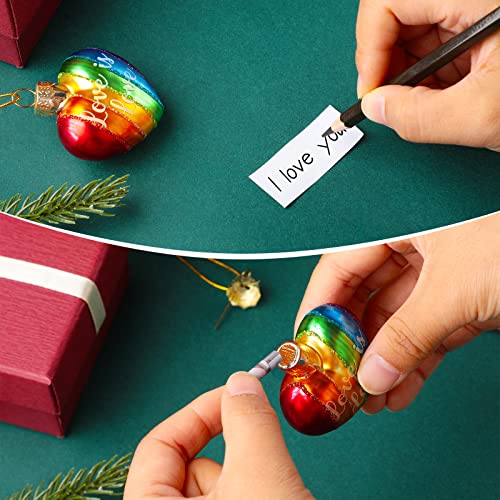 Cunhill Rainbow Heart Christmas Ornaments, Set of 6, Glass Holiday Decor