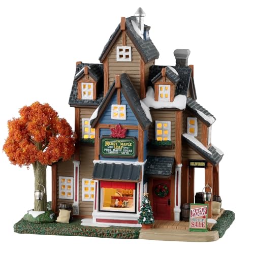 Merry Maple Leaf Lighted Village Building with LED Lighting