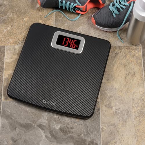 Digital Bathroom Scale, 440 lb Capacity, Carbon Fiber Anti-Slip Platform