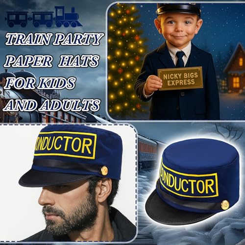 Newcotte Navy Blue Christmas Train Conductor Hat Adult Costume – Size 4