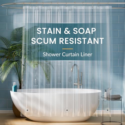 Titanker Clear Shower Curtain Liner 72x72 Waterproof PEVA with Magnets