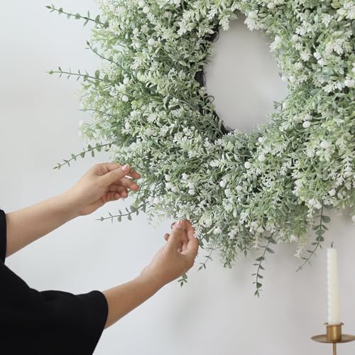 26-Inch Artificial Eucalyptus Lavender Wreath for Front Door Decor