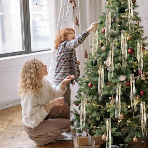 Metallic Tinsel Icicles for Christmas Tree - 4000 Strands, 18 Inch Holiday Streamers
