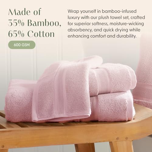 6-Piece Bamboo Rayon & Cotton Bath Towel Set - Ultra Soft & Absorbent