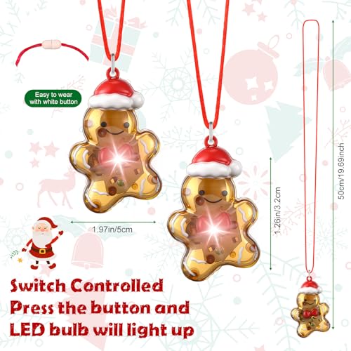 Yinkin Christmas Light-Up Necklace - Gingerbread Man, Brown, 50cm
