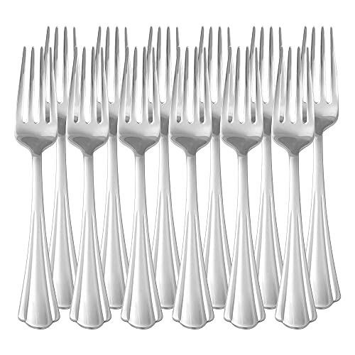 Stainless Steel Dinner Forks, Scalloped Edge Design, 12-Piece Set