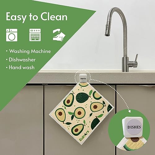 Reusable Swedish Dishcloths 8-Pack, Absorbent Cellulose Kitchen Cleaning Towels