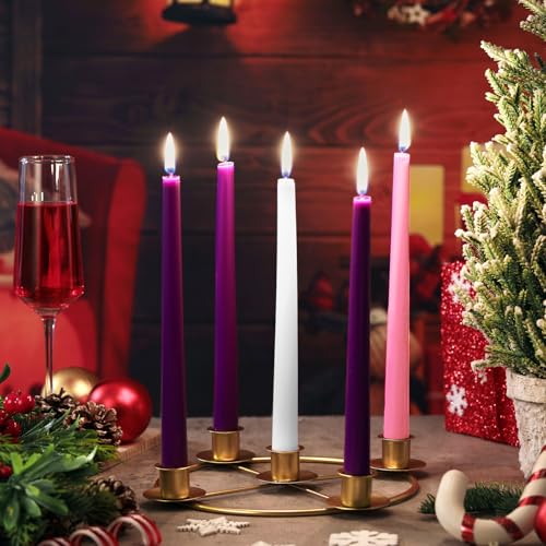 4-Pack Gold Metal Christmas Advent Wreath Candle Holder Ring, 8.5 Inch