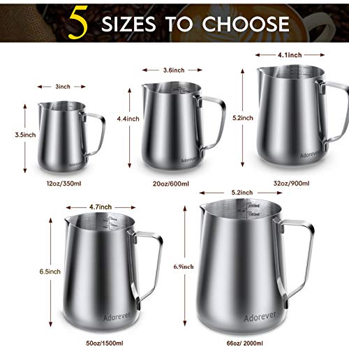 Stainless Steel Milk Frothing Pitcher with Latte Art Pen - 12oz Milk Jug