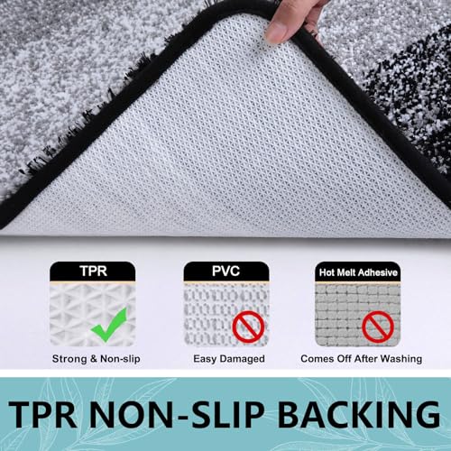Arotive Microfiber Bathroom Rug, Shaggy Soft Absorbent Bath Mat, 24x16 Black