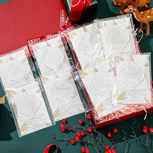 Kasyat 50 Sets Christian Tree Ornaments Bulk with Cards - Classic Design