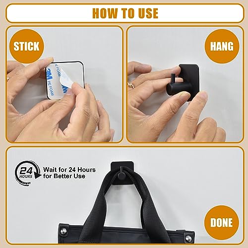 6-Piece Heavy Duty Adhesive Wall Hooks - Waterproof Stainless Steel Hooks