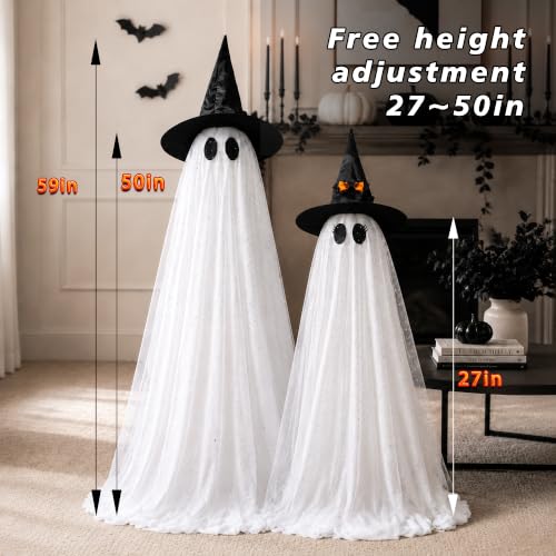 Lighted Halloween Ghost Outdoor Yard Decorations with Remote - 2 Pack