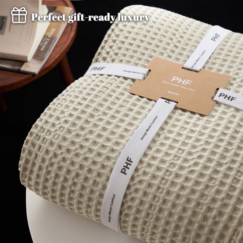 Queen Size Waffle Weave Blanket - Lightweight & Cozy 90"x90"