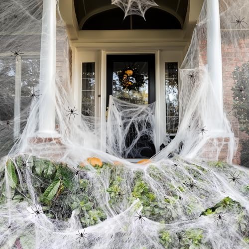 Super Stretch Halloween Spider Web Decorations with 30 Fake Spiders