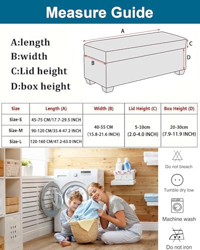 Large Stretch Ottoman Slipcover - Washable Beige Furniture Protector