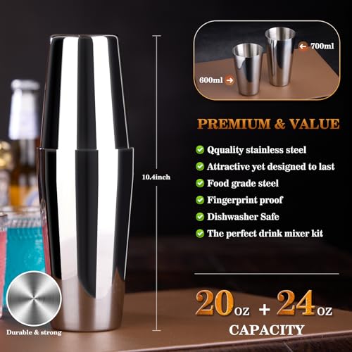 Wukuna 15-Piece Cocktail Shaker Bartender Kit with Acrylic Stand - Professional Bar Set