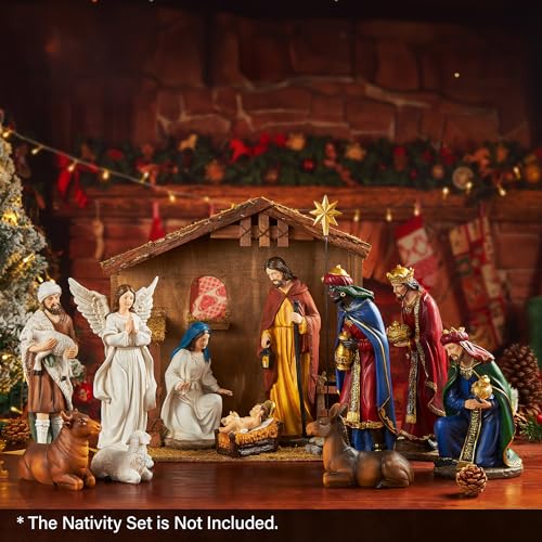 Nativity Scene Manger for 10-12 Inch Figures - Wooden Stable with Variation: Manger - Suitable for Under 12 Inches