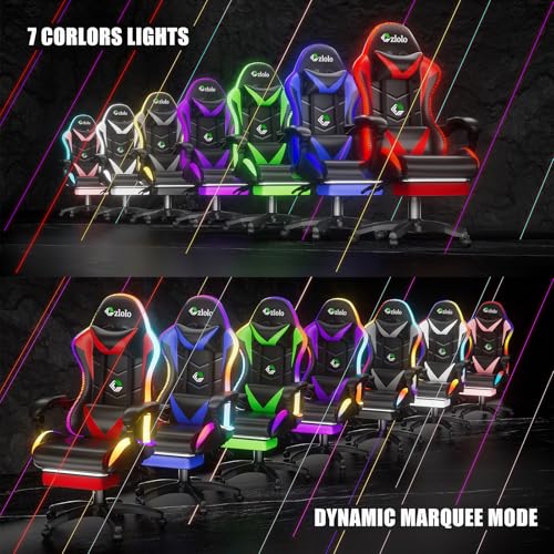 Ergonomic RGB Gaming Chair with Lumbar Massager, Footrest, and Recliner