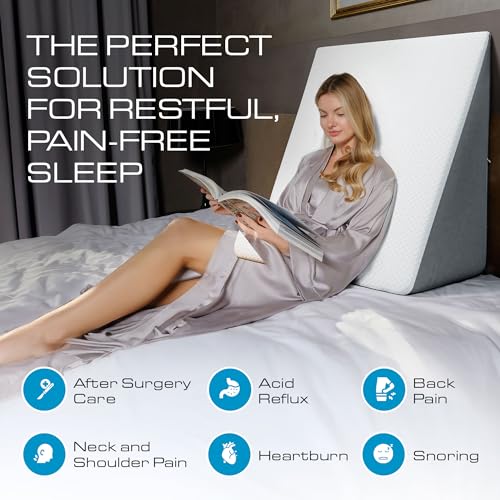 Extra Wide Bed Wedge Pillow - 7.5 Inch Memory Foam with Jacquard Cover