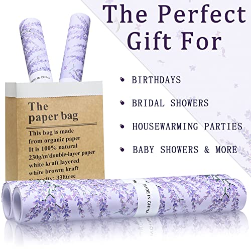 Lavender Scented Drawer Liners - 30 Sheets Non-Adhesive Floral Paper