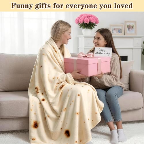 Mermaker 71" Burrito Tortilla Throw Blanket - Soft Flannel Novelty Food Blanket
