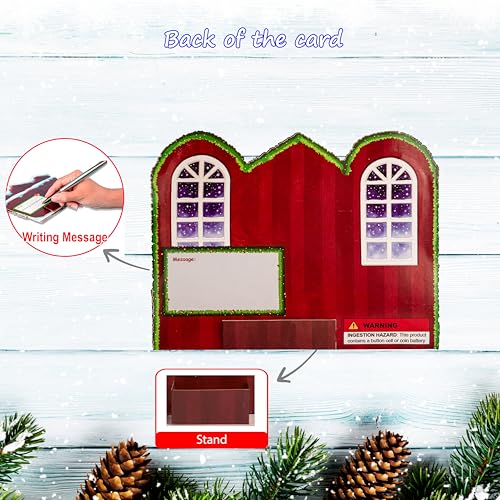 POPWOW Musical Christmas Card with Lights - Fireplace Scene, 3D Pop Up, Santa & Cats, Xmas Greeting Card, Envelope Included, 6.1x7.87 inches