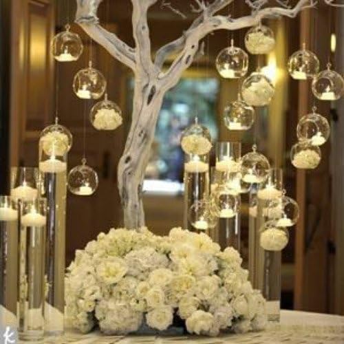 Skiennix 12 Pcs Hanging Glass Tealight Holders - 3.15" Globe Terrariums for Indoor/Outdoor Decor