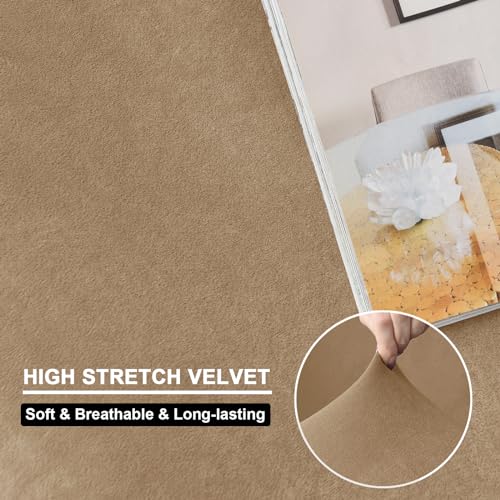 Stretch Velvet Armchair and Ottoman Slipcovers Set - Non-Slip