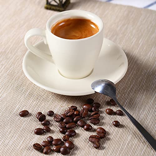 ionEgg White Porcelain Espresso Cup with Saucer 80ml - Durable, Lead-Free Coffee Shot Mug