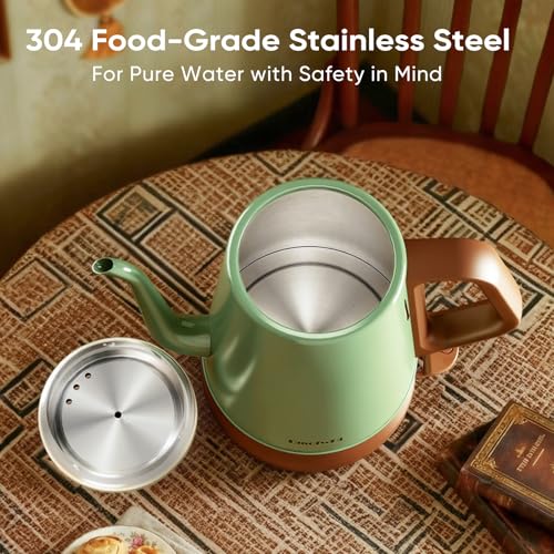 1.0L Electric Gooseneck Kettle, Stainless Steel Pour Over Coffee & Tea Pot
