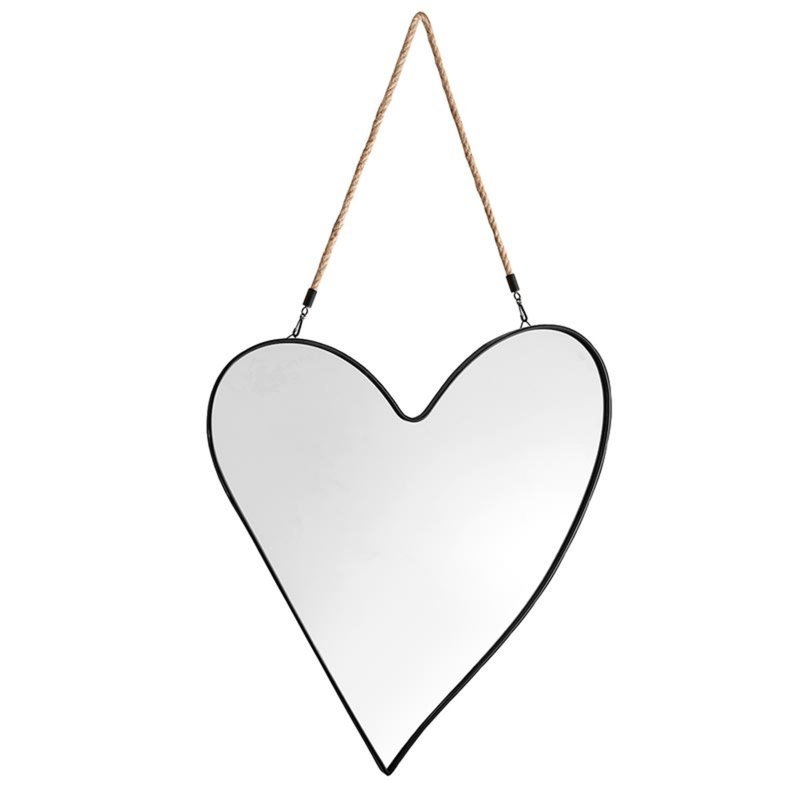 Santa Barbara Design Studio Hanging Mirrors Heart-Shaped Black Metal Framed Mirror, 16" x 18", Rustic Heart