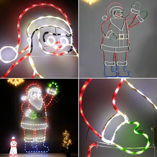 5FT Lighted Waving Santa Claus Neon Christmas Decoration for Yard & Indoor Holiday Party