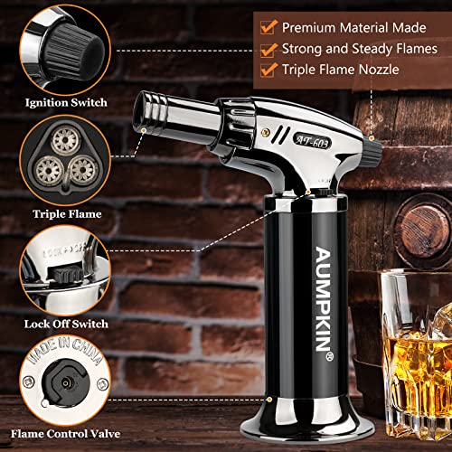 Aumpkin Cocktail Smoker Kit with Torch, 6 Flavors Wood Chips, Whiskey Infuser, Gift Set for Men & Dad (Torch Included)
