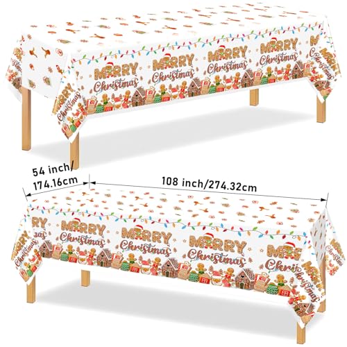 HigzYovn 3-Pack Gingerbread Christmas Tablecloths for Festive Holiday Decor
