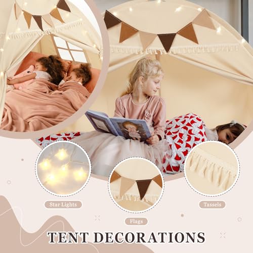 Kids Bed Tent Canopy with Star Lights & Flags for Twin Bed Privacy