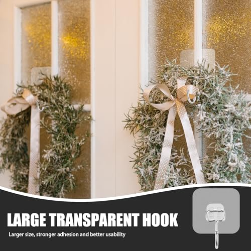 Anglechic 25 Packs 37 Lb Adhesive Christmas Wreath Hooks, Clear 2.64in