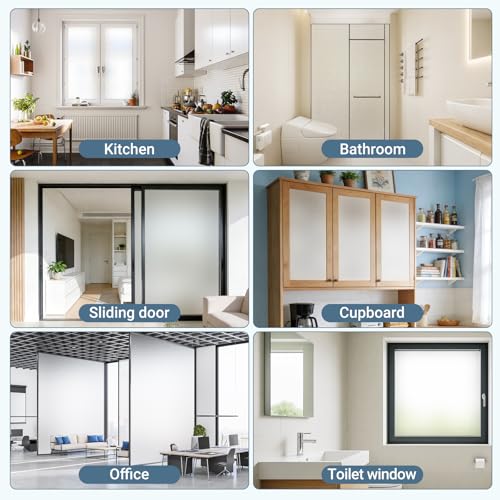 Frosted Glass Window Film - 96% Privacy Protection, Heat Blocking, 17.5 x 78.7 Inch