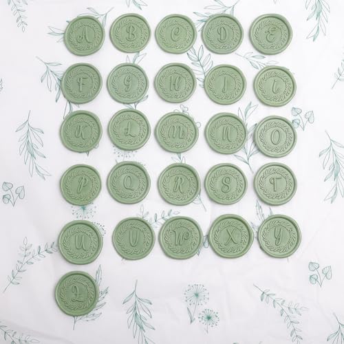 YOLAKIS YOLET-B Olive & Eucalyptus Wax Seal Stamp Set Brass Head Wedding Party