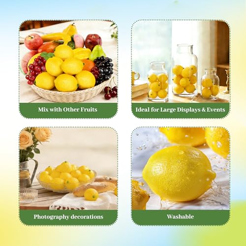 20Pcs Realistic Artificial Lemons for Kitchen Decor - Matte Finish