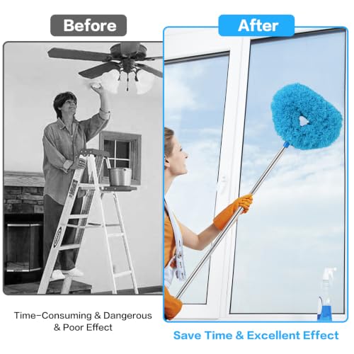 Microfiber Ceiling Fan Duster with Extension Pole (13-49.7 in) - Blue