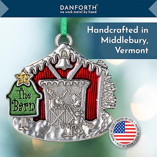 Danforth 2023 Handcrafted Pewter Christmas Ornament Reindeer Scene