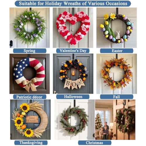 Sattiyrch 15 Inch Over The Door Wreath Hanger Black Hook For Front Door