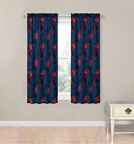 Spiderman Decorative Window Curtains 4-Piece Set with Tiebacks 63-Inch