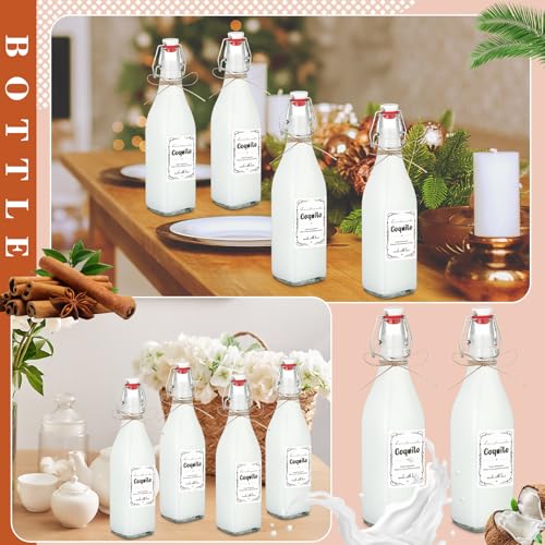 DoubleFill 8 Pack 16 oz Swing Top Glass Bottles - Stylish Coquito Set