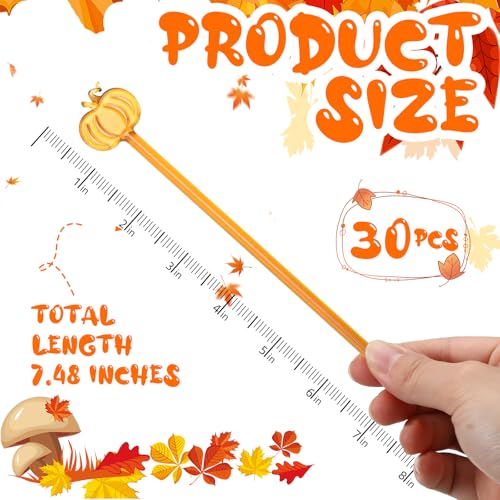 SiliFine Pumpkin Glass Drink Stirrers 12 pcs Fall Swizzle Sticks for Autumn Parties