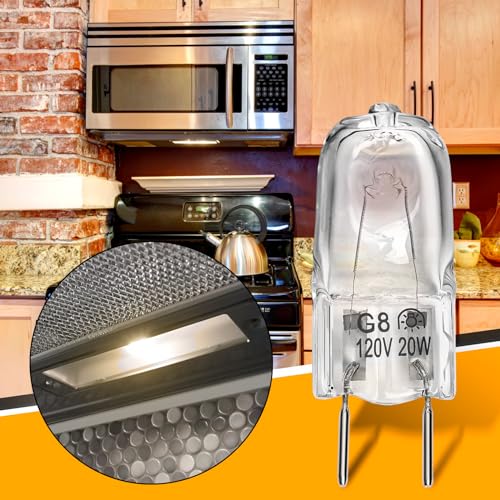 2-Pack Microwave Halogen Light Bulbs, 120V 20W G8 Bi-Pin Base